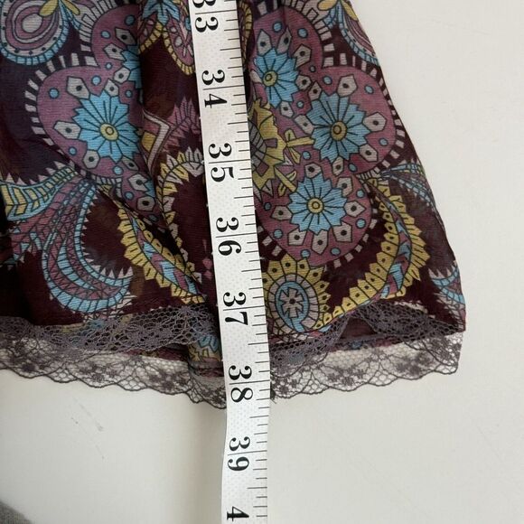 Free People Floral Empire Waist Silk Blend Paisley Boho Y2K Whimsy Dress Sz 10 - Picture 9 of 11